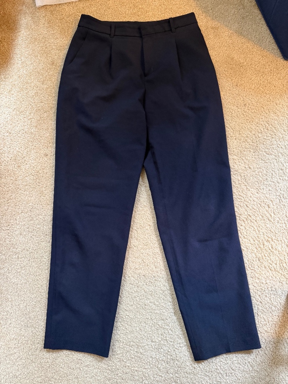 Uniqlo AirSense Pleated Pants Sz M Blue Trousers Two Way Stretch Business
